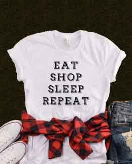 T-Shirt Eat Shop Sleep Repeat by Clotee.com Tumblr Aesthetic Clothing