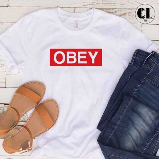 T-Shirt Obey men women round neck tee. Printed and delivered from USA or UK
