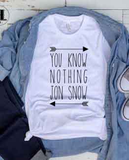 T-Shirt You Know Nothing Jon Snow men women round neck tee. Printed and delivered from USA or UK
