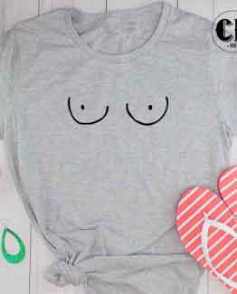 T-Shirt Boobs Drawing men women round neck tee. Printed and delivered from USA or UK