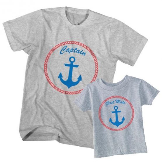 Dad and Son T-Shirt Captain First Mate by Clotee.com Father and Son Matching Tee Shirt Set