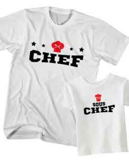 Dad and Son T-Shirt Chef Sous Chef by Clotee.com Father and Son Matching Tee Shirt Set