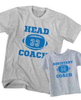 Dad and Son T-Shirt Head Coach Assistant Coach by Clotee.com Father and Son Matching Tee Shirt Set