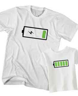 Dad and Son T-Shirt Low Battery Full Battery by Clotee.com Father and Son Matching Tee Shirt Set