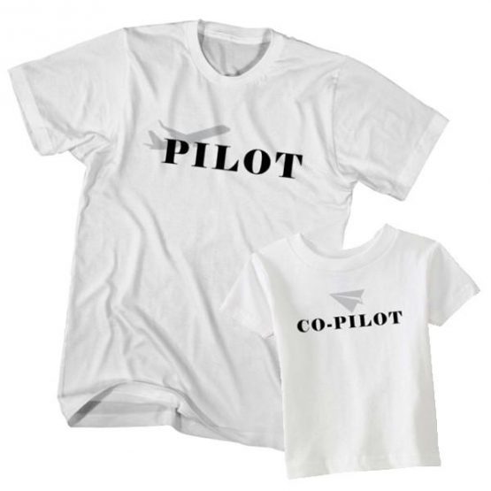 Dad and Son T-Shirt Pilot Co-Pilot by Clotee.com Father and Son Matching Tee Shirt Set