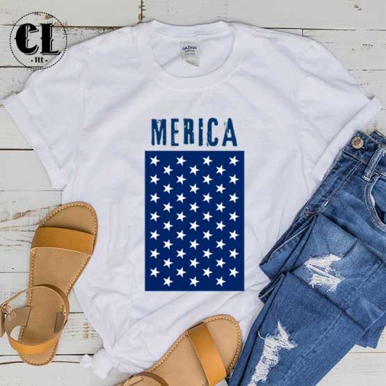 T-Shirt Merica men women round neck tee. Printed and delivered from USA or UK.