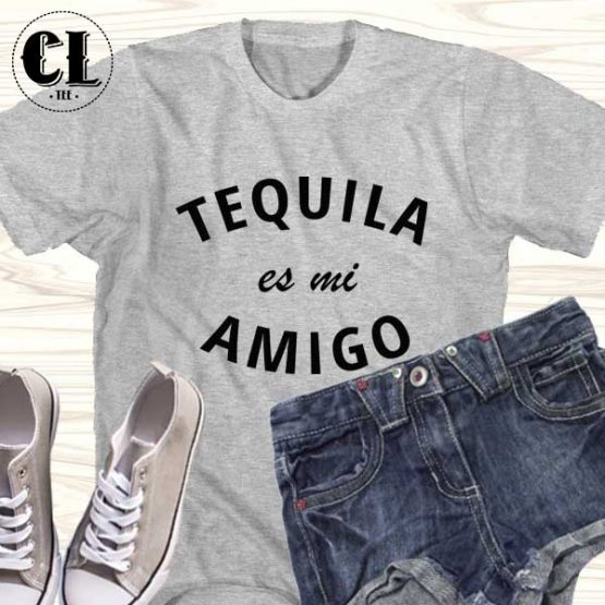 T-Shirt Tequila Es Mi Amigo men women round neck tee. Printed and delivered from USA or UK.