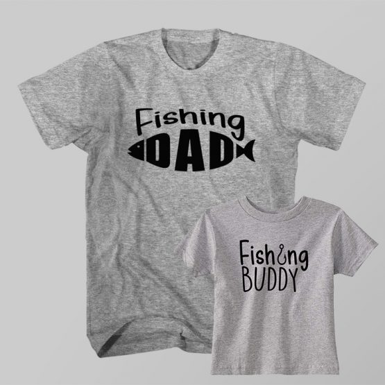 Father and Son Clothing T-Shirt Fishing Dad Fishing Buddy by Clotee.com Father and Son Matching Tee Shirt Set