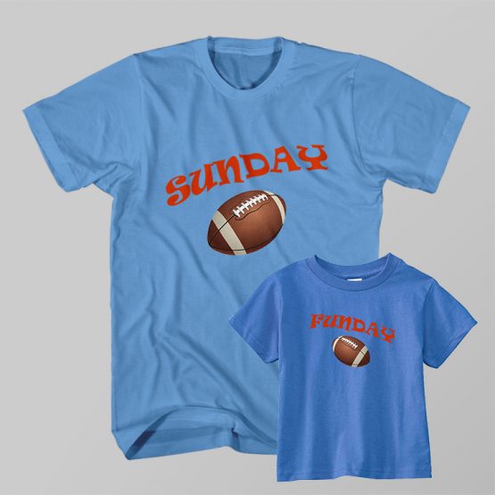 Dad and Son Matching T-Shirt Sunday Funday American Football by Clotee.com Father and Son Matching Tee Shirt Set