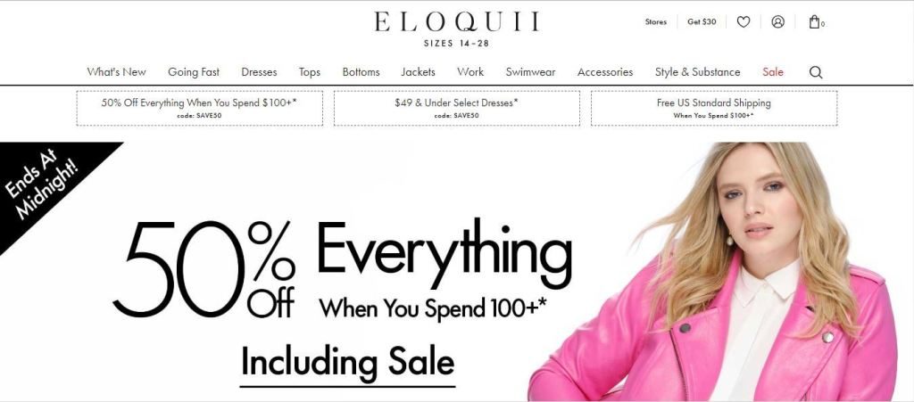 eloquii plus size clothes online website screen capture