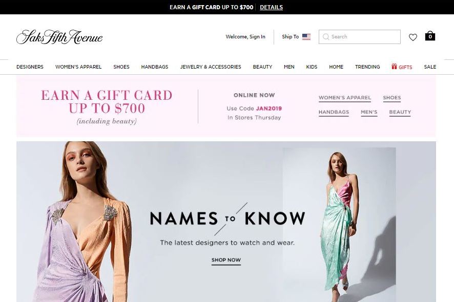 saks fifth avenue plus size clothes online website screen capture