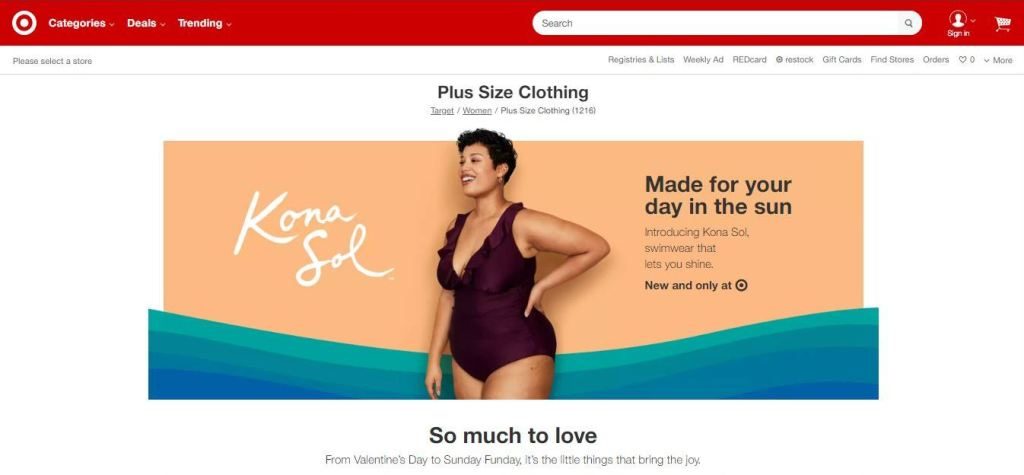 target plus size clothes online website screen capture