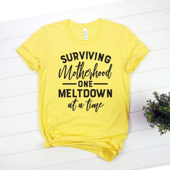 T-Shirt Surviving Motherhood One Meltdown At A Time Mom Life by Clotee.com New Mom, Boy Mom, Cool Mom