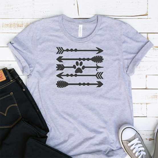 T-Shirt Paw Print Arrows Pet Lover by Clotee.com Rescue Dog, Fur Mama, Dog Lover