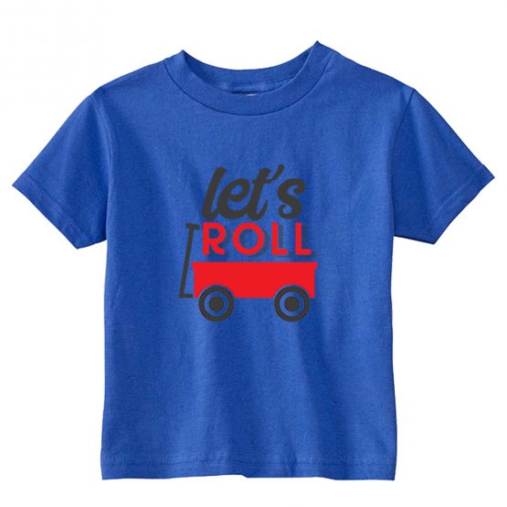 Kids T-Shirt Let's Roll Wagon Toddler Children. Printed and delivered from USA or UK.