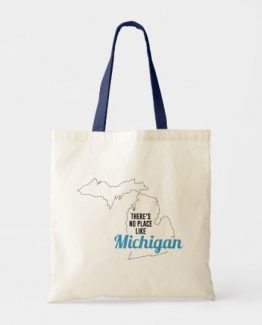 There is No Place Like Michigan Tote Bag, Michigan State Holiday Christmas, Michigan Canvas Grocery Shopping Reusable Bag, Michigan Home Base by Clotee.com There is No Place Like Home