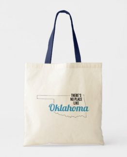 There is No Place Like Oklahoma Tote Bag, Oklahoma State Holiday Christmas, Oklahoma Canvas Grocery Shopping Reusable Bag, Oklahoma Home Base by Clotee.com There is No Place Like Home