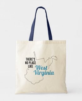There is No Place Like West Virginia Tote Bag, West Virginia State Holiday Christmas, West Virginia Canvas Grocery Shopping Reusable Bag, West Virginia Home Base by Clotee.com There is No Place Like Home