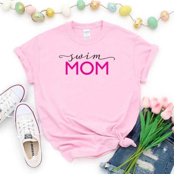 T-Shirt Swim Mom, Funny Swim Mama, Swim Mom Saying Tee, Swim Shirt Design Ideas, Plus Size Swim Outfit, Swim Parents. Printed and delivered from USA or UK.