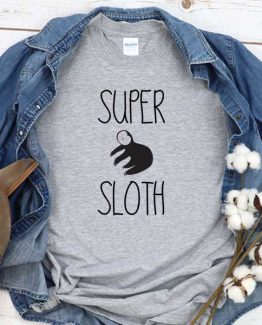 T-Shirt Super Sloth men women round neck tee. Printed and delivered from USA or UK