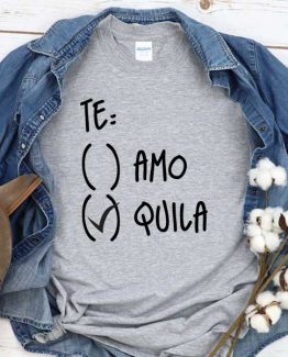 T-Shirt Teamo Tequila men women round neck tee. Printed and delivered from USA or UK