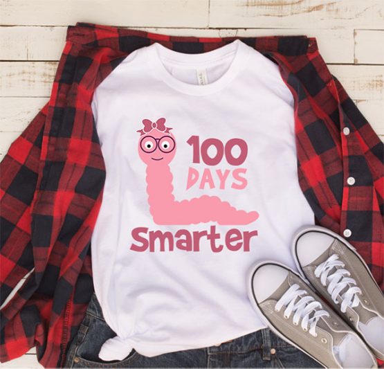 T-Shirt 100 Days Smarter  Girl by Clotee.com Aesthetic Clothing