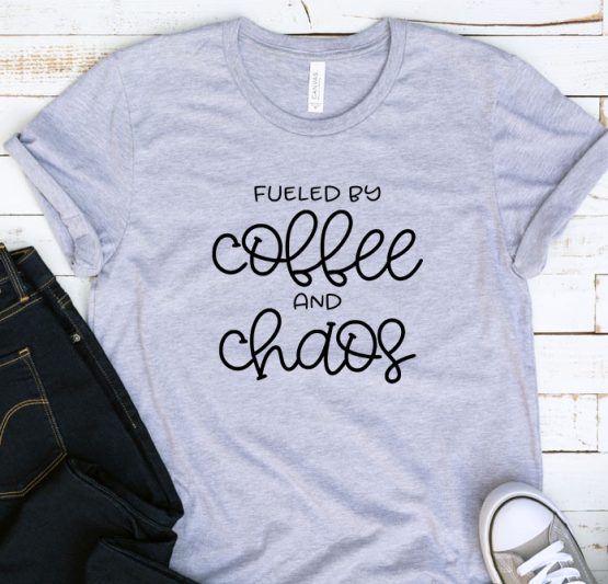 T-Shirt Adulting Fueled By Coffee And Chaos by Clotee.com Aesthetic Clothing