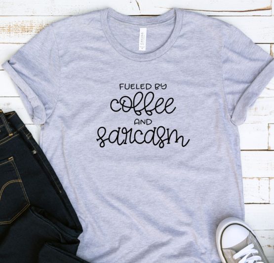 T-Shirt Adulting Fueled By Coffee And Sarcasm by Clotee.com Aesthetic Clothing