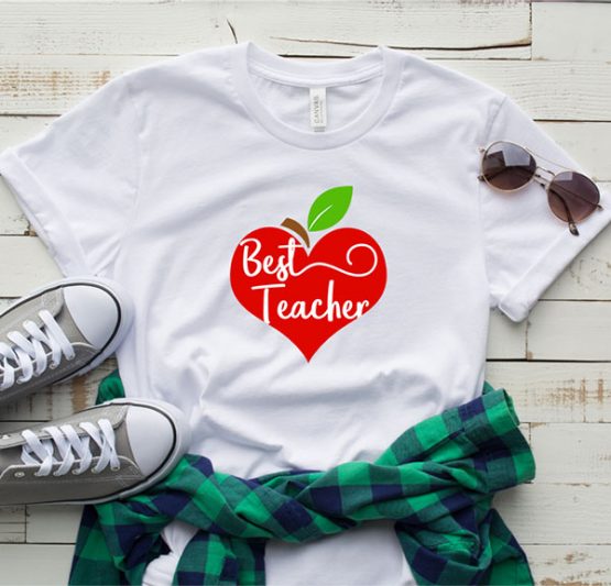 T-Shirt Apple Heart Best Teacher by Clotee.com Aesthetic Clothing