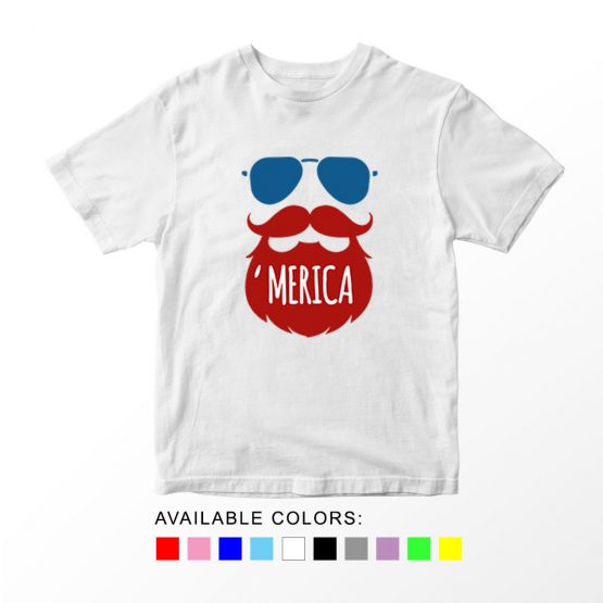 T-Shirt Beard 01 Patriotic Kids Independence Day 4th July by Clotee.com Aesthetic Clothing