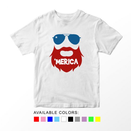 T-Shirt Beard 02 Patriotic Kids Independence Day 4th July by Clotee.com Aesthetic Clothing