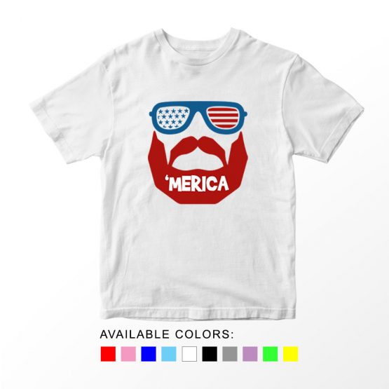 T-Shirt Beard 03 Patriotic Kids Independence Day 4th July by Clotee.com Aesthetic Clothing