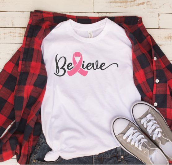 T-Shirt Cancer Awareness Believe by Clotee.com Tumblr Aesthetic Clothing