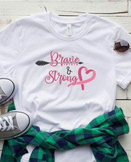 T-Shirt Cancer Awareness Brave And Strong by Clotee.com Tumblr Aesthetic Clothing