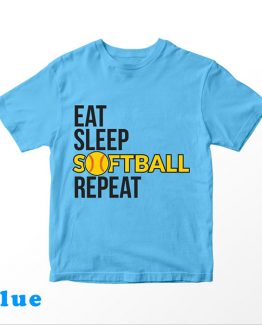 T-Shirt Kids Eat Sleep Softball Repeat by Clotee.com Aesthetic Clothing