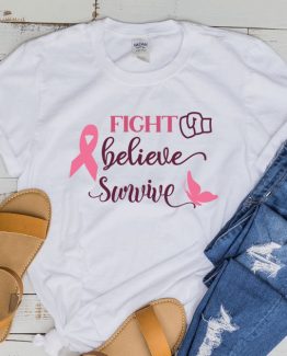 T-Shirt Cancer Awareness Fight Believe Survive by Clotee.com Tumblr Aesthetic Clothing