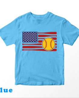 T-Shirt Kids Flag Softball by Clotee.com Aesthetic Clothing
