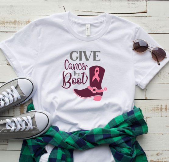 T-Shirt Cancer Awareness Give Cancer The Boot by Clotee.com Tumblr Aesthetic Clothing