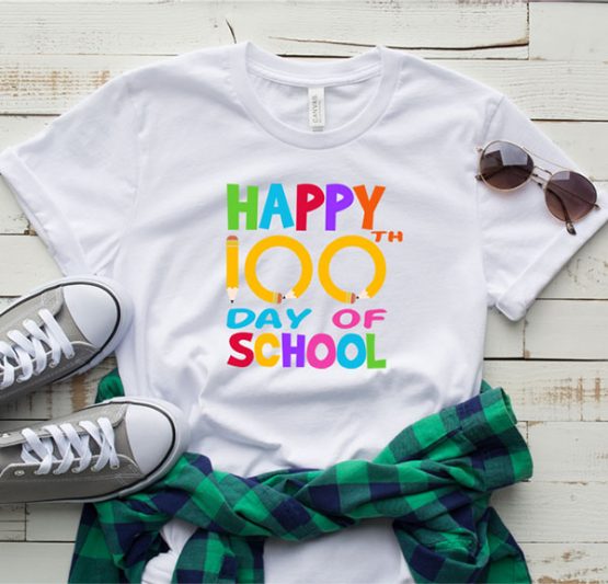 T-Shirt Happy 100th Day Of School 1 by Clotee.com Aesthetic Clothing