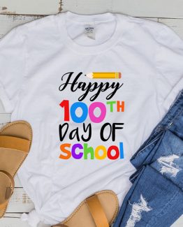 T-Shirt Happy 100th Day Of School 2 by Clotee.com Aesthetic Clothing