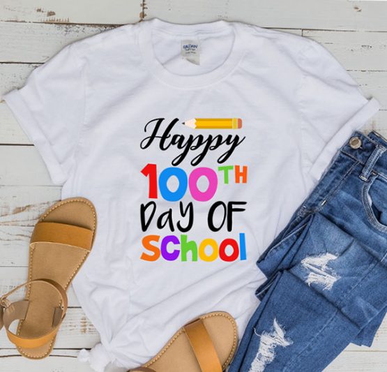 T-Shirt Happy 100th Day Of School 2 by Clotee.com Aesthetic Clothing