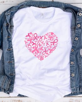 T-Shirt Cancer Awareness Hearts Ribbon Cancer by Clotee.com Tumblr Aesthetic Clothing