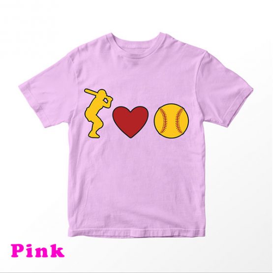T-Shirt Kids I Love Softball by Clotee.com Aesthetic Clothing