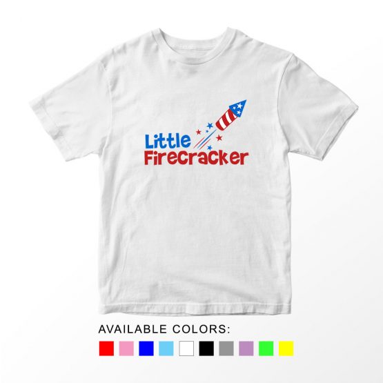 T-Shirt Little Firecracker Patriotic Kids Independence Day 4th July by Clotee.com Aesthetic Clothing