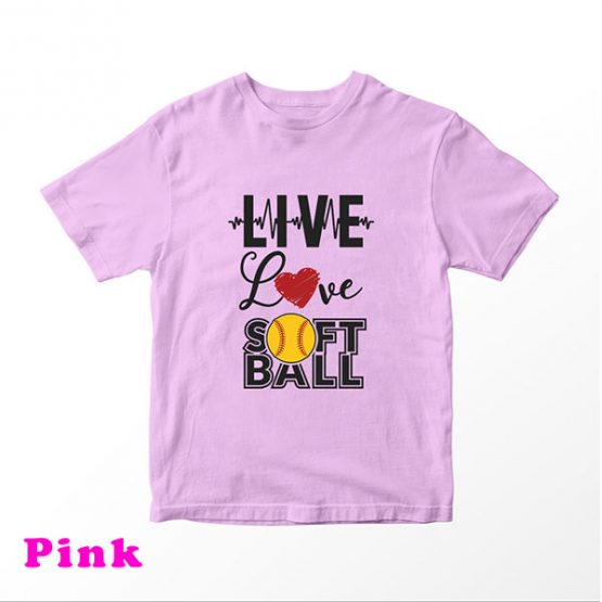 T-Shirt Kids Live Love Softball by Clotee.com Aesthetic Clothing