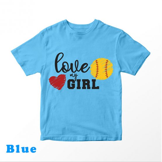 T-Shirt Kids Love My Girl Softball by Clotee.com Aesthetic Clothing