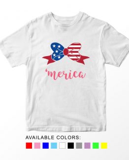 T-Shirt Merica Bow Patriotic Kids Independence Day 4th July by Clotee.com Aesthetic Clothing