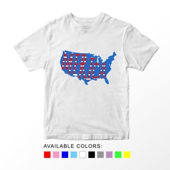 T-Shirt Merica Map Patriotic Kids Independence Day 4th July by Clotee.com Aesthetic Clothing