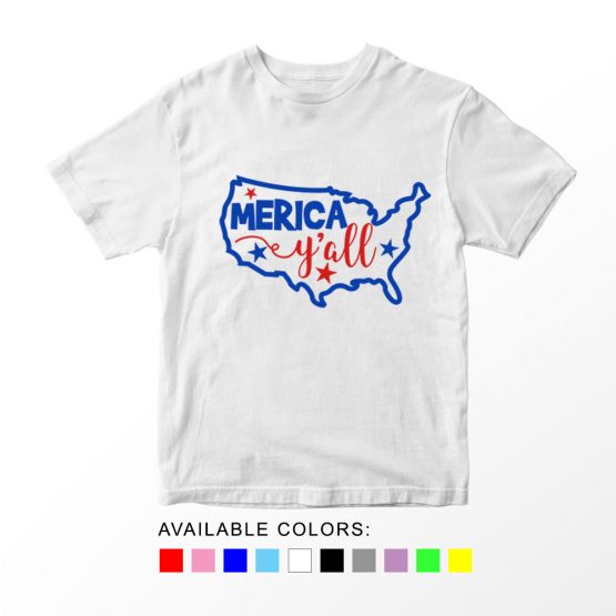 T-Shirt Merica Yall Patriotic Kids Independence Day 4th July by Clotee.com Aesthetic Clothing