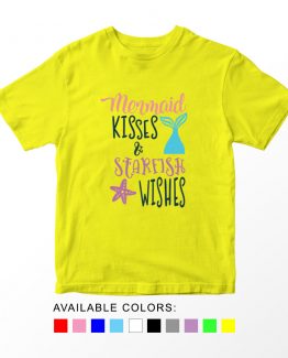 T-Shirt Kids Mermaid Kisses And Starfish Wishes by Clotee.com Aesthetic Clothing